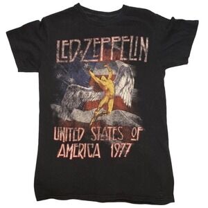 Official Led Zeppelin T Shirt USA 77 Stars n Stripes Flag Icarus Size Small